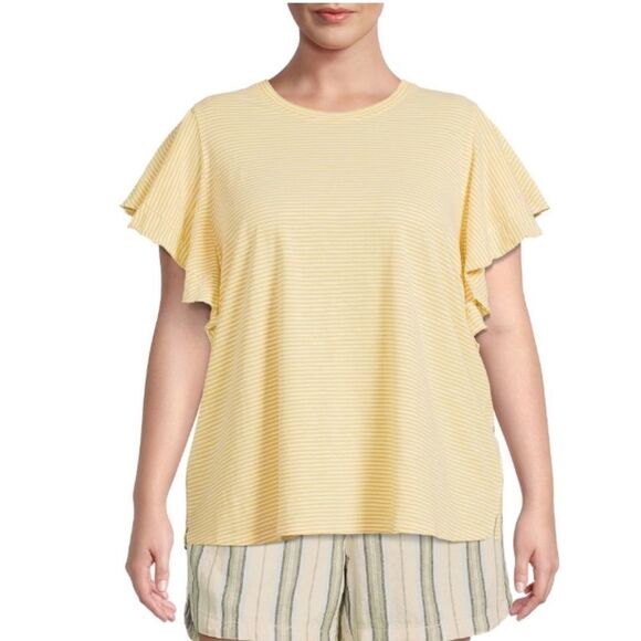 Plus Size Flutter Sleeve Knit Top Shirt T-Shirt Blouse Size 2X - Picture 2 of 6